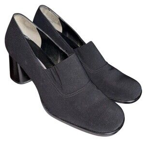 Enzo Angiolini Block Heel Loafers Womens 8.5 Black Leather Pumps Heels Career